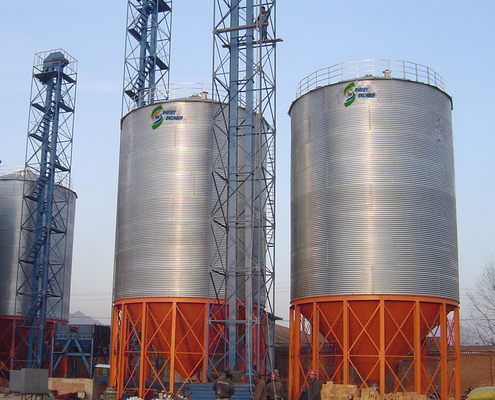 Machinery Repair Shops Wheat Corn Galvanized Steel Grain Silos 50 Ton